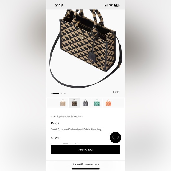 Prada Small Symbole Embroidered Fabric Handbag - Picture 5 of 16